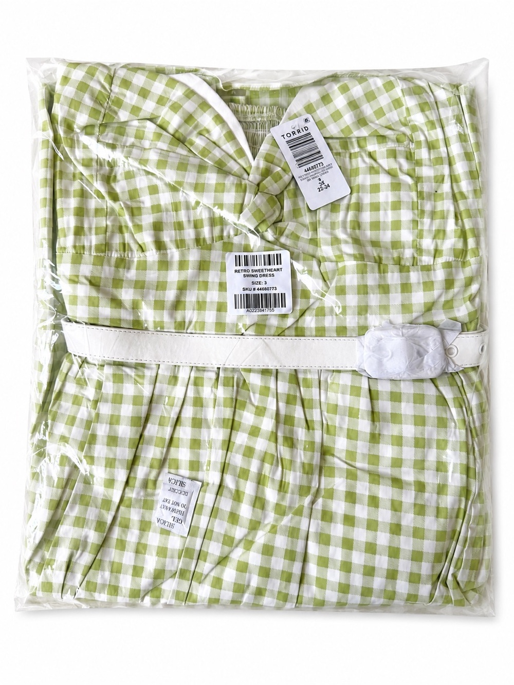 Torrid Retro Chic Green & White Gingham Twist-Front Swing Dress, 3X, NWT! - Picture 13 of 16